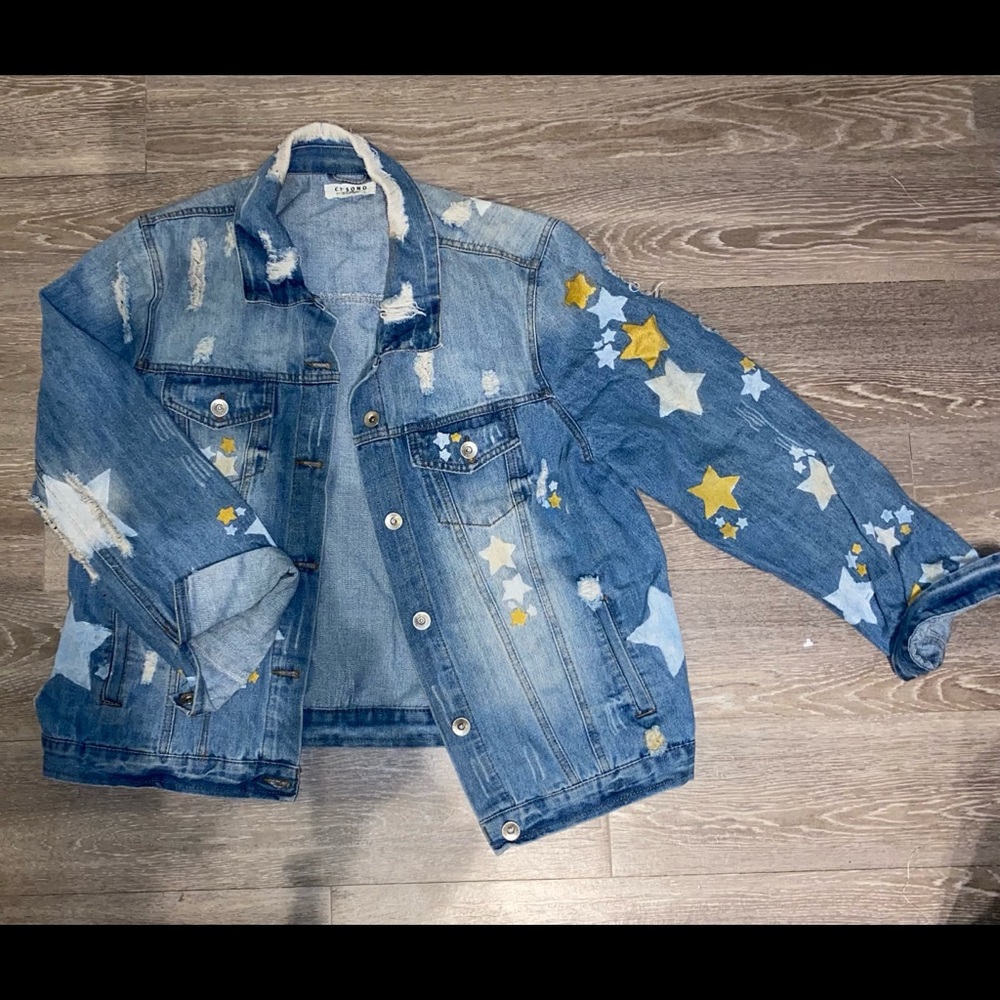 Distressed Hand Painted Denim Jacket